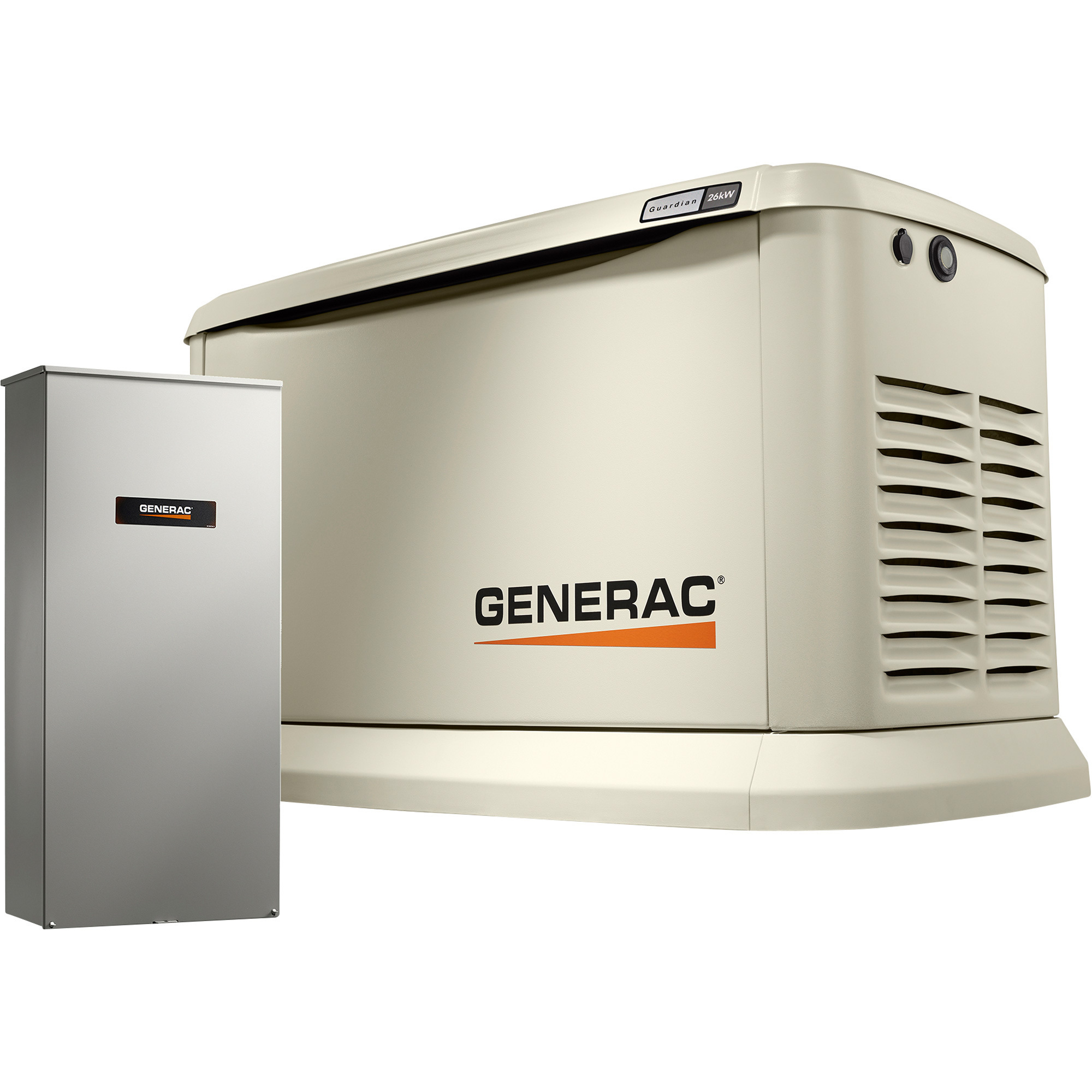Generac Guardian Series Home Standby Generator, 26kW (LP)/22.5kW (NG), 200 Amp Transfer Switch, Aluminum Enclosure, Model# 7291